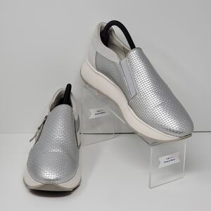 GEOX Women's RESPIRA Silver Woven Slip On Comfort Walking Shoes EU Size 41 New